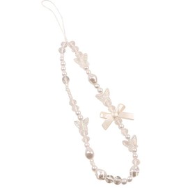 Beaded Phone Charm Strap Mobile Lanyard Wrist Strap Creative Bowknot Pearl Beads Phone Chain Cellphone Strap Hanging Cord Anti-lost Chain Cell Accessories for Women Girls, Car Keychain