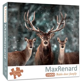 MaxRenard Game - Rompecabezas de 1000 piezas para adultos, juguete de animales nobles, familia de ciervo