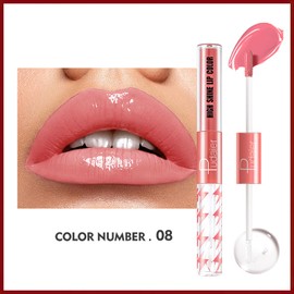 MIELIKKI Liquid Lipstick with Clear Lip Gloss, Dual Ended Lip Gloss, Moisturizing Lip Oil, High Pigmented Shine, Long Lasting, Lightweight, Non-Sticky, #08