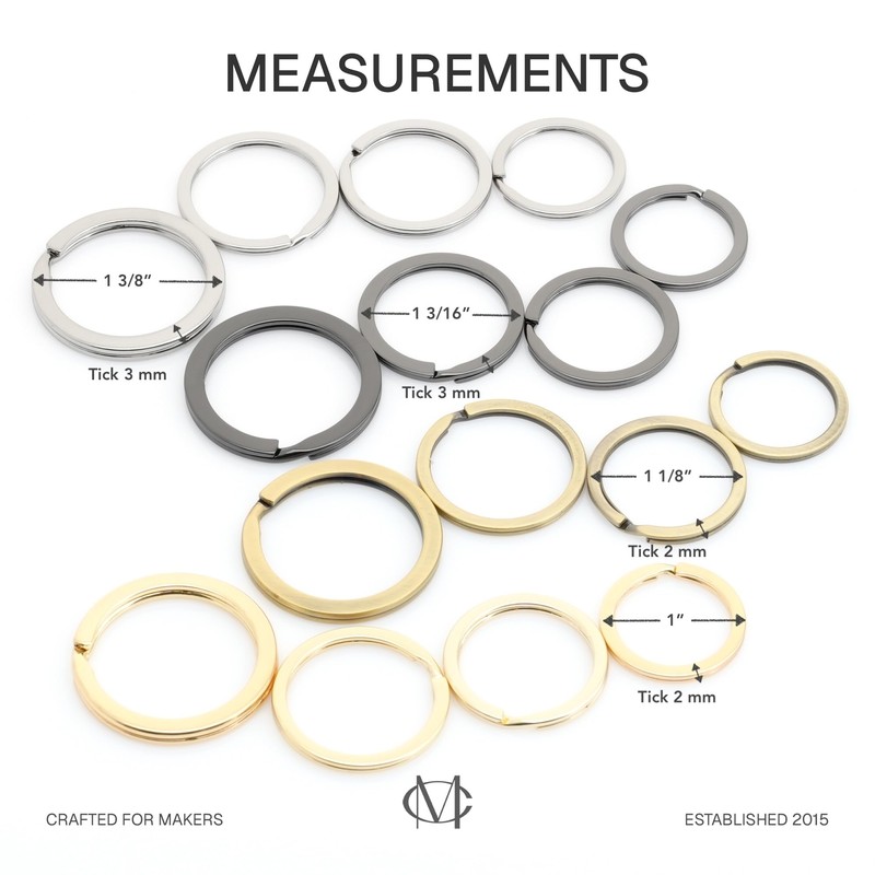 CRAFTMEMORE Key Rings Quality Keychain Rings Metal Flat Split Rings