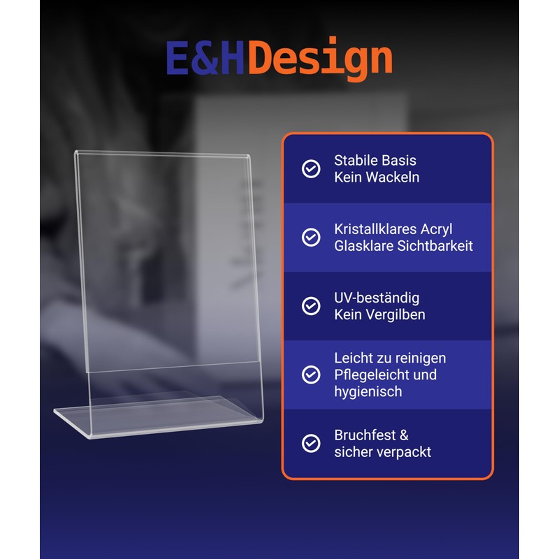 EH Design A6 Acrylic Stand 1 Piece - Crystal Clear