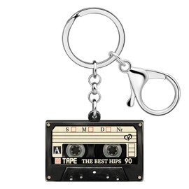 WEVENI Retro Acrylic 80s 90s Cassette Tape Keychains for Women Teen Girls Birthday Vintage Themed Party Accessories Charms (Cassette Tape D)