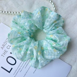 Masvan Chou Chou Stylish Adult Cute Chou Large Floral Print Volume Hair Elastic Hair Ornaments 5 Colors Hair Elastic Hair Closure Hair Accessory (Green)