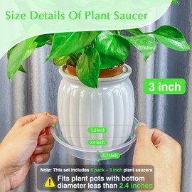 FUIJOL 6 Pack Clear Plant Saucer, Durable Plant Drip Trays Saucers for Pots, No Holes Water Catcher Trays for Indoor Outdoor Planter, Sturdy Base Plate (Clear, 3"-6Pack)