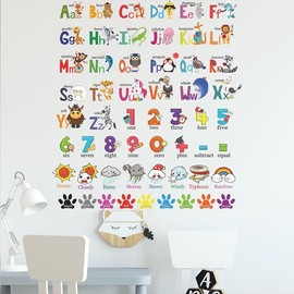 Cute Animals Wall Stickers 26 Letters Alphabet Letters English Case Jungle Animals Stylish Character DIY Wall Decal Sticker Decorative Sticker Stylish Wallpaper Wall Decor Children's Room Bedroom