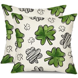 DFXSZ St Patricks Day Pillow Covers 18x18 Happy St Patricks Day Lucky Clovers Decor for Throw Pillows Covers St Patricks Day Pillow Covers Decor Couch Living Room 72B