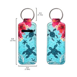 Gearider Blue Hibiscus Turtles Chapstick Holder Keychain, Lip Gloss Tube Holder for Travel