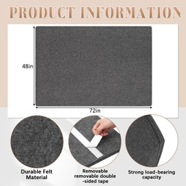 SmoothNovelty Felt Extra Large Bulletin Board, 72 x 48 Inches Decorative Felt Pin Board Alternative Foldable Picture Framed Display Board for School Home Office Kitchen Walls(Grey)