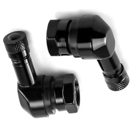 Anhoer 2 Pieces Motorcycle Angle Valve Aluminium Alloy Motorcycle Valves Tyre Valve 90 Degree Metal Valves 11.3 mm Motorcycle Rim Valve Adapter with Rubber Seal for Motorcycle Bicycle Black