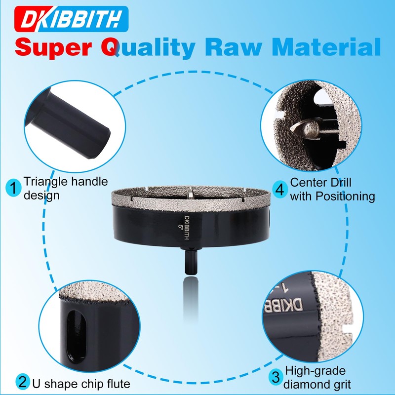 5" Diamond Hole-Saw Bits with Pilot Drill Bit 5 in