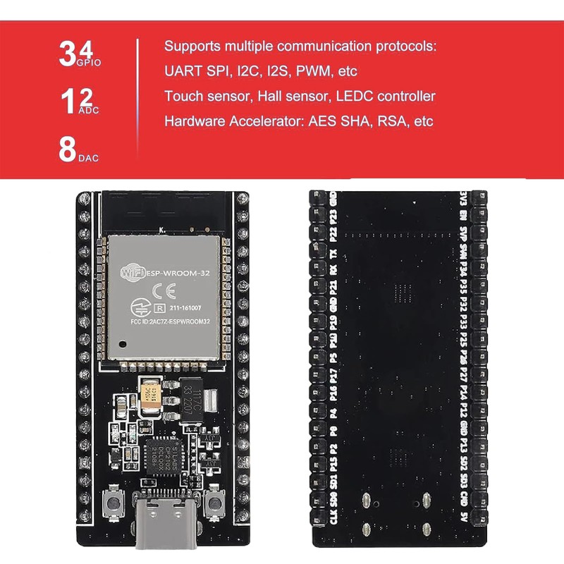 KEAcvise 12-Pack ESP32-DevKitC-32 Development Board - WiFi+Bluetooth Dual-Core Module with