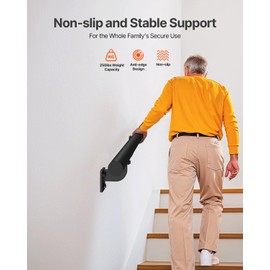 VEVOR Wall Mounted Stair Handrail, 4ft Pipe Staircase Handrail, Black Galvanized Aluminum, 1.26 inch Pipe Diameter, Indoor&Outdoor Staircase Railing,Industrial Hand Rail for Steps,Security Baluster