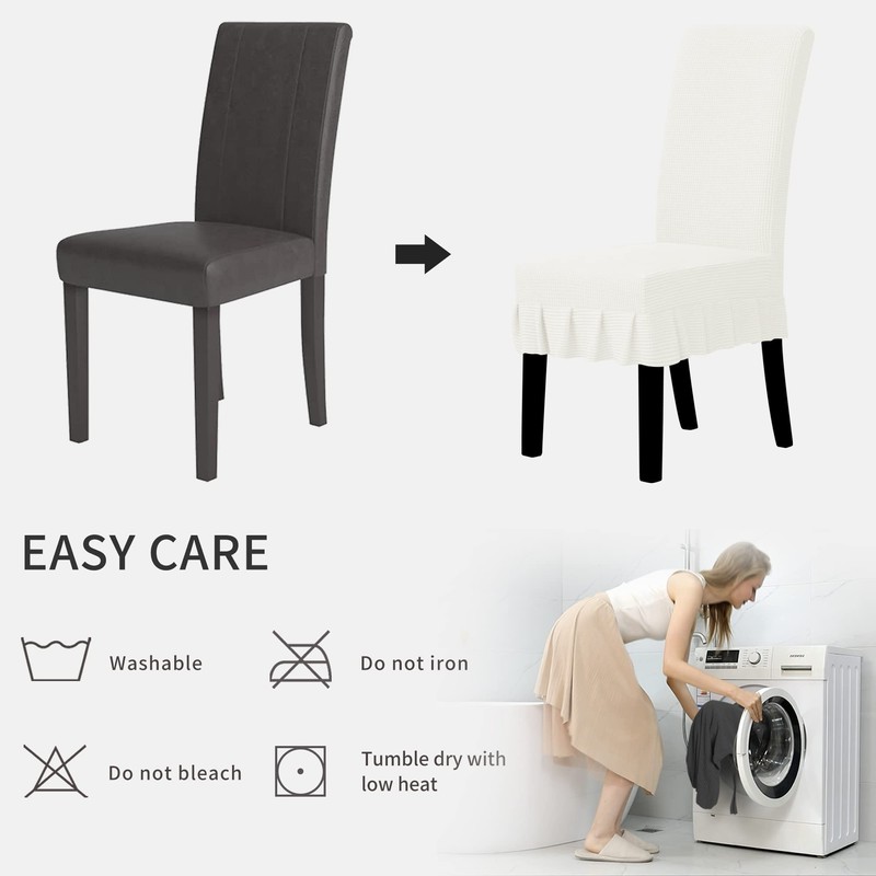 Easy-Going Dining Chair Covers Stretch Parsons Chair Slipcover with Skirt
