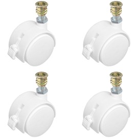 4 PCS Swivel Universal Casters Wheels with Brakes,Furniture Castor (White)