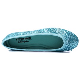 FEVERSOLE Macaroon - Bailarinas de ballet para mujer (espuma viscoelástica, colorida), Brillantina Turquesa, 8 US
