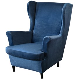GULI Wingback Chair Cover 2-Piece, Wing Chair Covers Armchair Chair Slipcovers Spandex Sofa Cover Furniture Protector Machine Washable Removable for Living Room, Bedroom, Hotel(Velvet-Navy Blue)