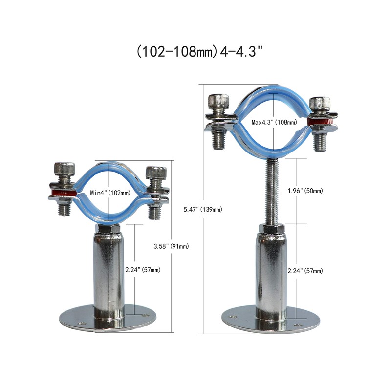AKIHISA 4-1/4 Inch Ceiling Mount Pipe Support,2 Pack Adjustable 304