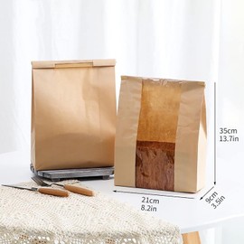 Bread Bags for Homemade Bread Large Paper Bakery Bag with Window for Baked Food Packaging Storage 25pcs Bread Storage Bags for Sourdough Loaf Cookie