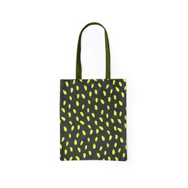 Bonamaison Printed Tote Bag, Reusable Grocery Bag, Shopping Bag, Machine Washable, Foldable, Canvas Cloth Bag with Green Handles, Size: 34x40 Cm