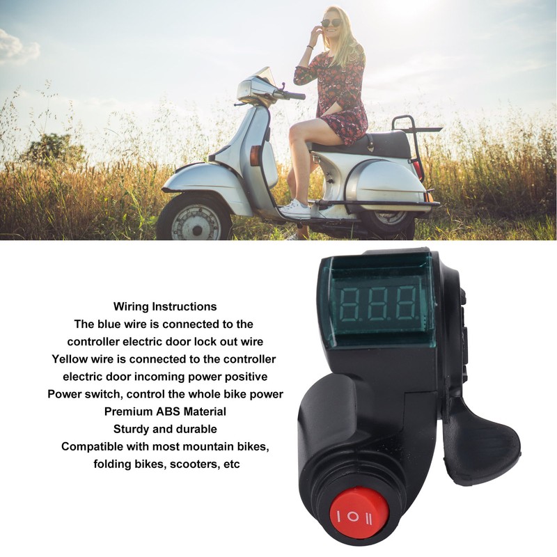 Electric Bike Thumb Throttle 3 Speed Digital Voltage Display Bicycle