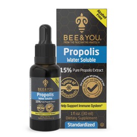 Bee and You 100% Natural Pure Propolis Extract – Water Soluble, Bee Propolis,High Potency, Ultra Pure Immune Support Supplement, Antioxidants, Detox, Gluten-Free, 1 Fl Oz