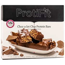 PROTIFIT - Low Calorie Snack Bar for Healthy Diets, High Protein, 15g Protein, Low Carb, Low Sugar, Ideal Protein Compatible, 7 Servings Per Box (Choc-a-Lot Chip)