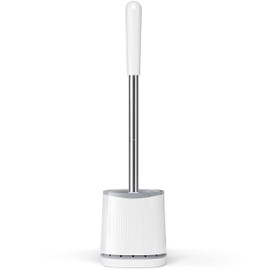 TRENTI Toilet Brush, Toilet Brush and Holder Set, Toilet Bowl Brush Head with Ventilated Holder, Wall Mounted Compact Toilet Brush Set for Bathroom Deep Cleaning (1, White)