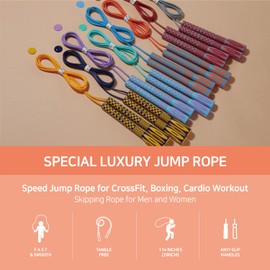 Speed Exercise Jump Rope for Men and Women - Skipping Jumping Rope for Fitness Training Workout for Adults - Great for Cardio, Boxing, CrossFit (Special Luxury, KA-220, Made in Korea) Mint-blue