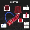BARTOO Red Performance 3" Universal Cold Air Intake Induction Hose