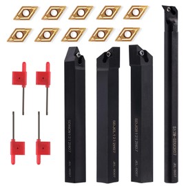Gluwoer Herramienta de torneado 1/2" Vástago 14PCS Kit-4PCS Soporte de herramientas de torno de metal 10PCS DCMT21.51 Inserto de carburo SDJCR1212H07/SDNCN12120H07/SDJCL1212H07/S12M-SDUCR07