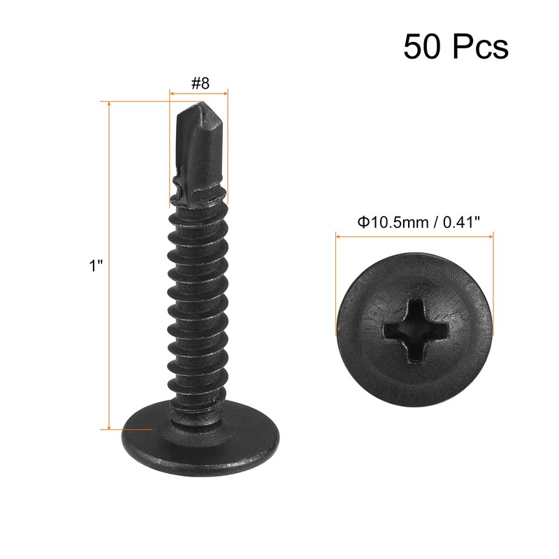 sourcing map Phillips Head Self Tapping Screws, #8 x 1"