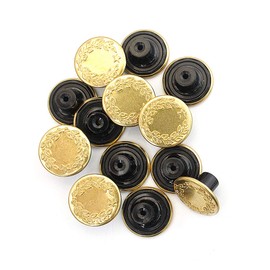Trimming Shop Metal Laurel Wreath Design Jeans Buttons Tack Fasteners with Back Pin for Clothing Repairing & Replacement, Denims, Jackets (17mm, Gold, 10pcs)