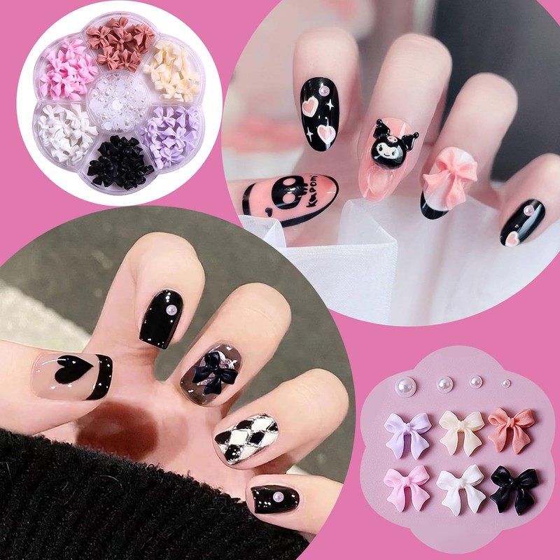 HUTRADE 3D Bow Knot Nail Charms Nail Art Pendants with