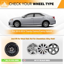 WOLFSTORM 16" Hubcaps for Toyota Camry 2012-2014 Steel Wheels, R16 Car Hubcaps Snap On Installation 16 Inch Wheel Rim Cover Set of 4, Silver