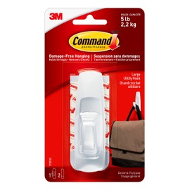 Command Utility Hook, 1 Large Wall Hook 2 Large Command Strips - 17003C, 17003C