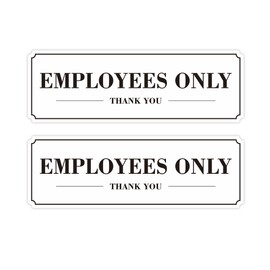 Sigicanage Employees Only Sign for Door, (2 Pack) Self-Adhesive Staff Only for Business Door and Wall 9 x 3 Inches white