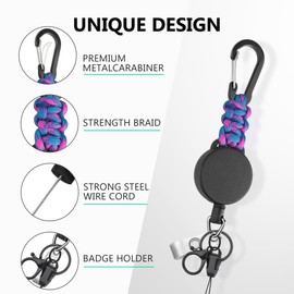 EOTW Retractable Keyring Keychain, 2pc Extender Retractable Badge Reels Key Chain Holder Lanyard Clip Heavy Duty Key Lanyard Clip Belt