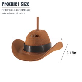 ZIMISI Western Cowboy Hat Car Hanging Ornament, Mini Cowgirl Hat Car Rear View Mirror Charm, Cute Handmade Hats Pendent, Vehicle Interior Country Decoration Accessories for Women Girls (Brown)