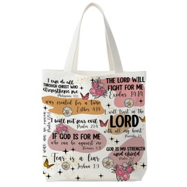 Supwhd Boho Floral Christian Tote Bag, Christian Gifts for Women, Faith Based Gifts, Inspirational Bible Verses Religious Canvas Bags for Women, Reusable Grocery Bags Shopping Bags
