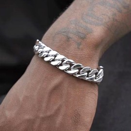 Stocking Stuffers for Teens Cuban Bracelets for Men Chain Link Bracelets 7/8.2inch Stainless Steel Bracelet Link Bracelet Titanium Steel Chain Wrist Bracelet, 9mm