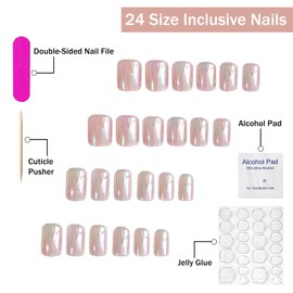 Press on Nails Medium Square SWEKKE Pink French Tip Fake Nails Leopard Print False Nails with Bow Charms Designs Glossy Glue on Nails Reusable Stick on Nails Acrylic Nails for Women Girls 24Pcs