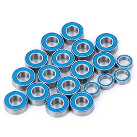 BRKRC 19Pcs Chrome Steel Metric Blue Rubber Sealed Ball Bearing for Tra-xxas Slash 2wd Rustler 2WD Bandit 1/10 RC Car