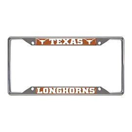FANMATS 14826 Texas Longhorns Chrome Metal License Plate Frame, Team Colors, 6.25in x 12.25in