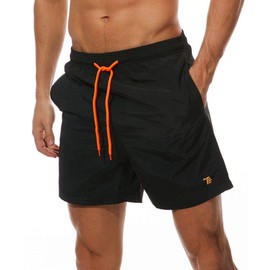 TBMPOY Men's Swim Trunks Quick Dry Beach Shorts with Mesh Lining(CA Black S)