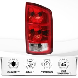 HECASA Tail Light Compatible with 02-06 Dodge Ram 1500/03-06 Dodge Ram 2500 3500 Taillight Lamp Signal Brake Lamp w/Bulbs and Wiring Harness Replacement for CH2801147 Right Passenger Side RH
