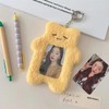 Yellow Cartoon Plush Photocard Holder with Keychain Pendant Kawaii Cat