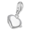 Sterling Silver Engravable Opening 3D Heart Locket Clip-On Clasp Charm