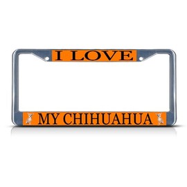 Fastasticdeals I Love My Chihuahua Dog License Plate Frame Tag Holder Cover
