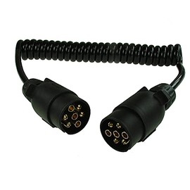Maypole 7 Pin 1.5 m 2×7 Pin Plugs and 7 Core Curly Connecting Lead, for Trailer Lighting