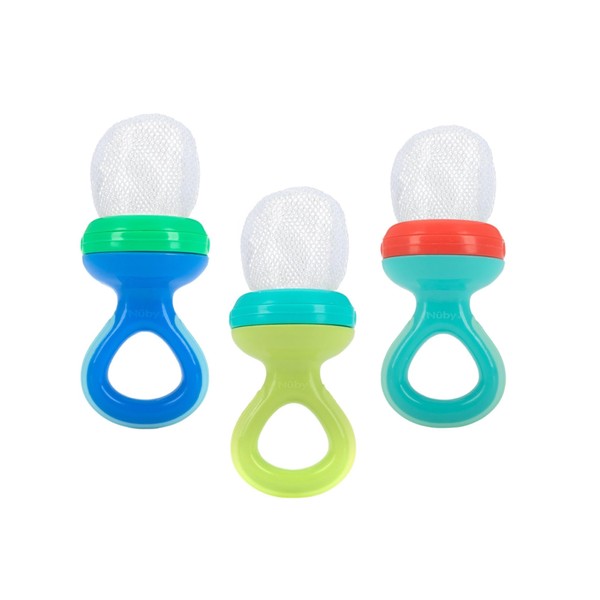 Nuby Nibbler with Travel Cover (Blue/Green/Aqua, 3 Count)